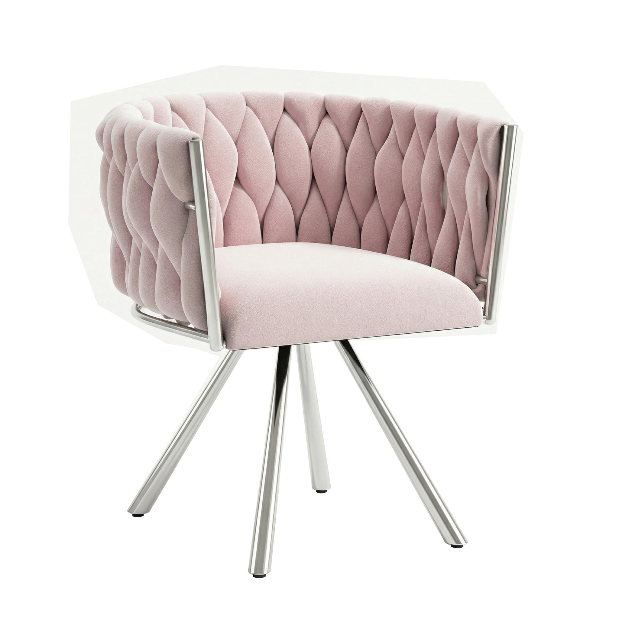 ESSZIMMERSTUHL 1St 360° Drehbar, Ergonomisch, Metallbeine - Pink, Textil/Metall (59/72/54cm) - Urban Meuble