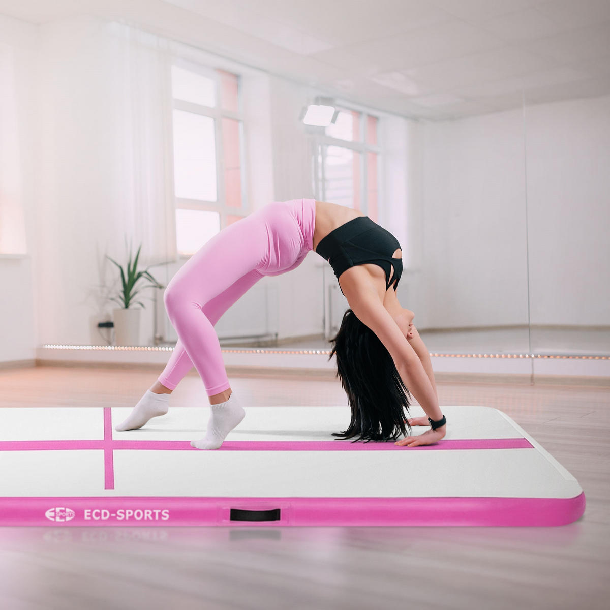 NAFUKOVACÍ gymnastická podložka Airtrack 400x100x10 cm růžová - růžová, plast (100/400cm) - ECD-Germany