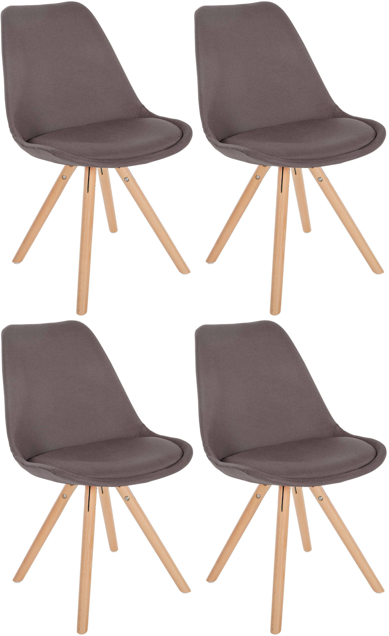 STUHL 4er Set Stoff taupe - Taupe/Eukalyptusholzfarben, Holz/Textil (48/81/54cm) - CLP