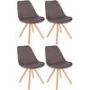 STUHL 4er Set Stoff taupe - Taupe/Eukalyptusholzfarben, Holz/Textil (48/81/54cm) - CLP