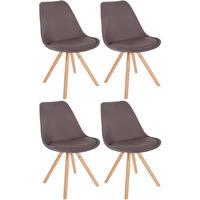 STUHL 4er Set Stoff taupe - Taupe/Eukalyptusholzfarben, Holz/Textil (48/81/54cm) - CLP