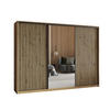 SCHWEBETÜRENSCHRANK ORRA 250/205/60 cm 3-türig mit Spiegel und Lamellen Eiche Artisan - Schwarz/Eiche Artisan, Holzwerkstoff (250/205/60cm) - MASSENO
