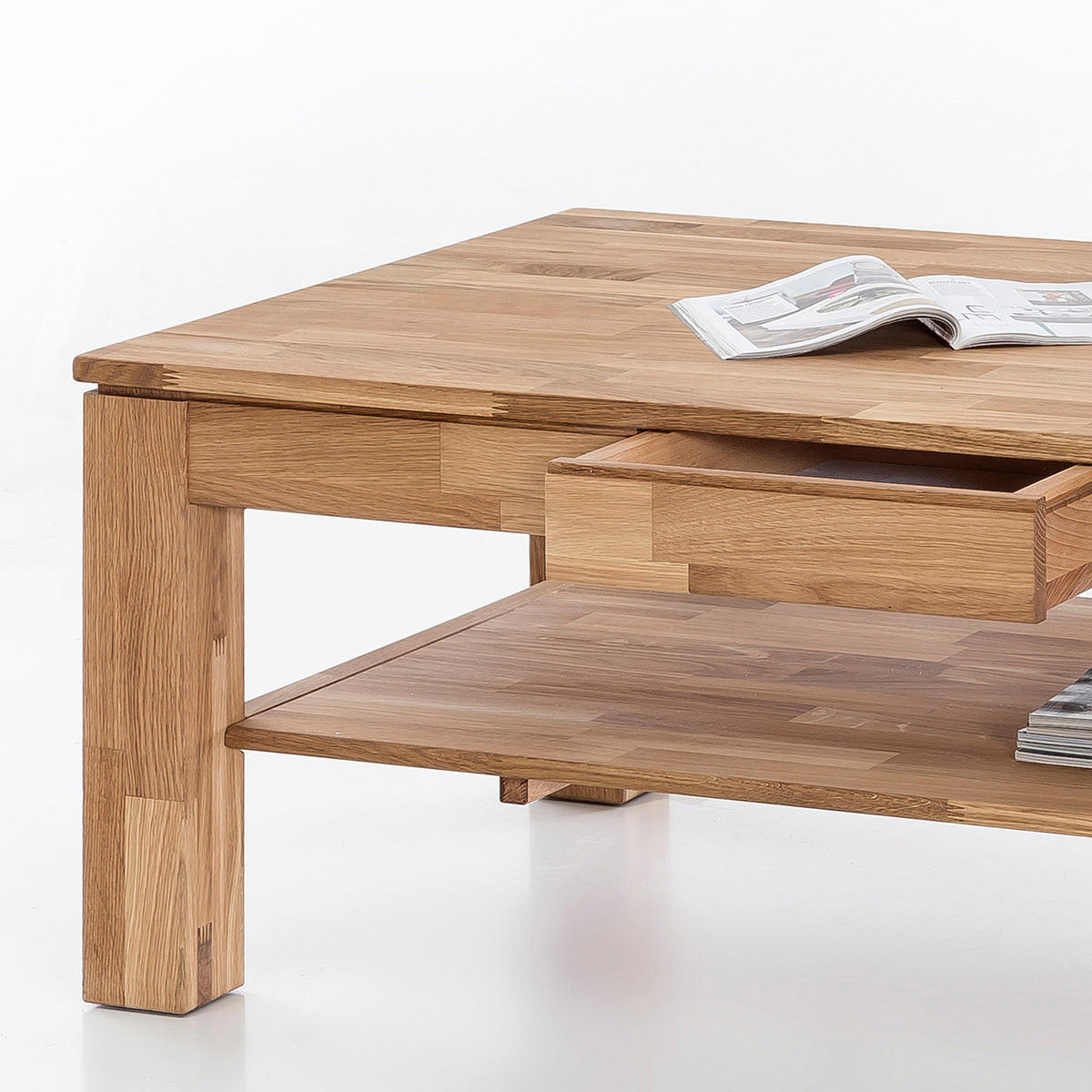 MASSIVER COUCHTISCH - Eiche - Braun, Holz/Holzwerkstoff (70/115/46cm) - home24