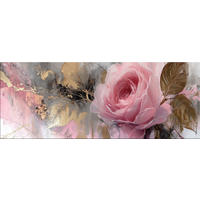 GLASBILD 80x30 cm Rose rosa gold Blumen - Goldfarben, Glas (80/30cm) - artissimo
