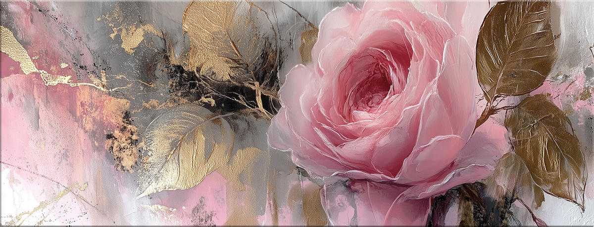 GLASBILD 80x30 cm Rose rosa gold Blumen - Goldfarben, Glas (80/30cm) - artissimo