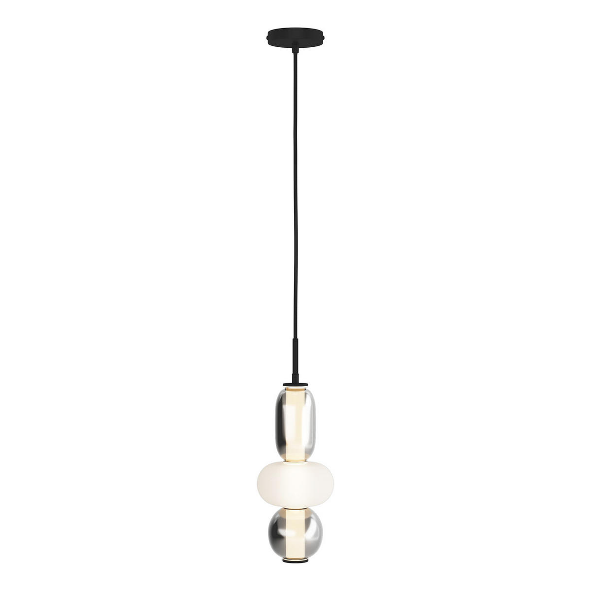 PENDELLEUCHTE - Glas / Eisen - 1-flammig - Schwarz/Weiß, Glas/Metall (17/17/150cm) - home24