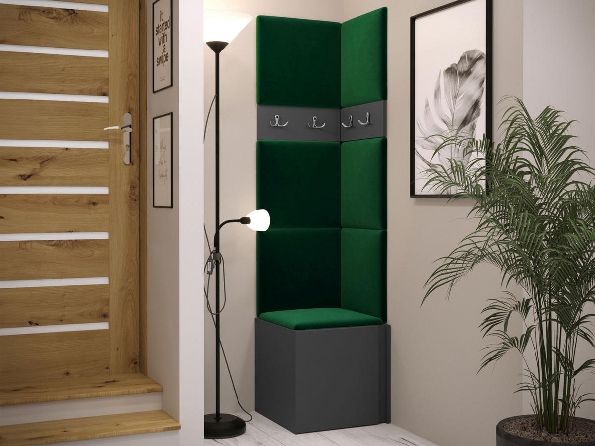 GARDEROBEN-SET Orion XXI - Graphitfarben/Grün, Holzwerkstoff/Kunststoff (42/186/46cm) - MIRJAN24