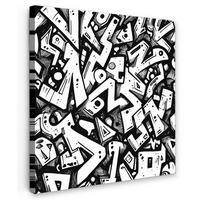 LEINWANDBILD Formen - Buchstaben - Graffiti - Schwarz Deko Groß 90x90 cm - Schwarz, Textil (90/90cm) - MuchoWow