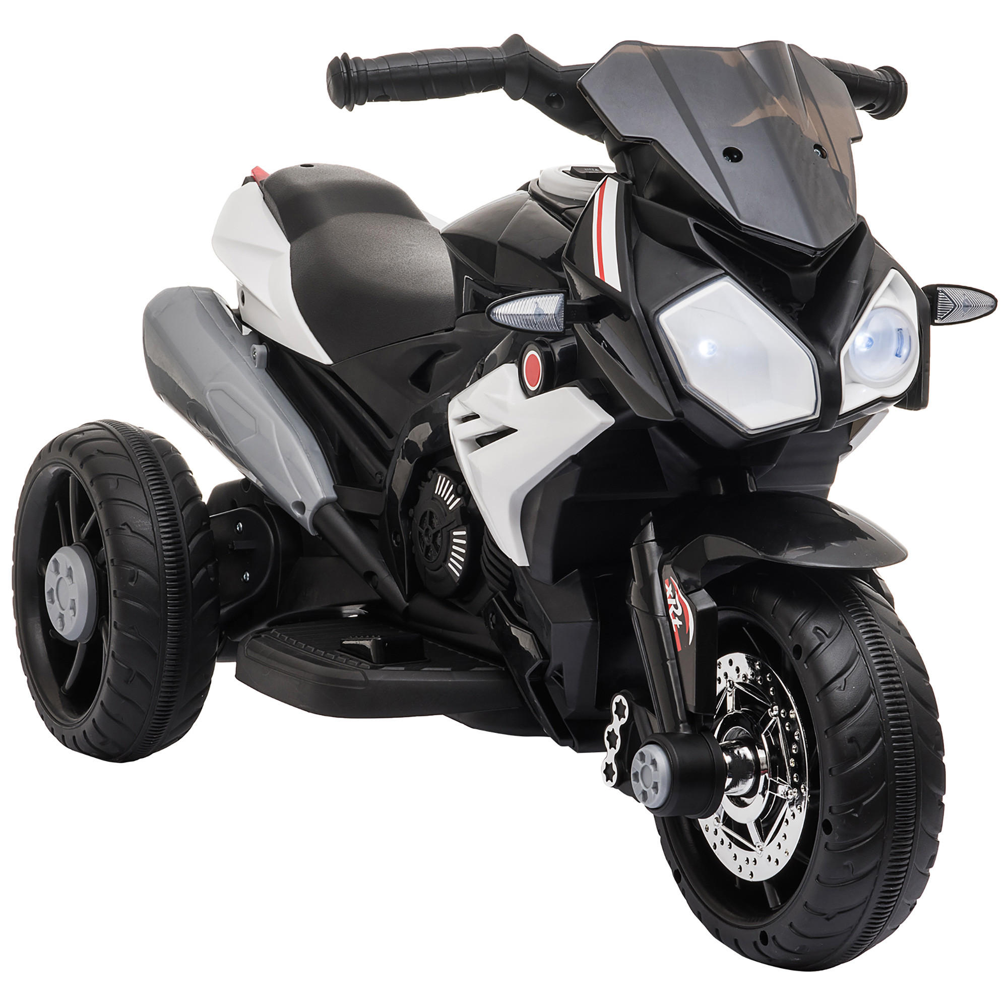 ELEKTRO-KINDERMOTORRAD DE-06167 mit Lichtern und Geräuschen Schwarz/Weiß - Schwarz/Weiß, Kunststoff/Metall (86/42/52cm) - ComfortXL