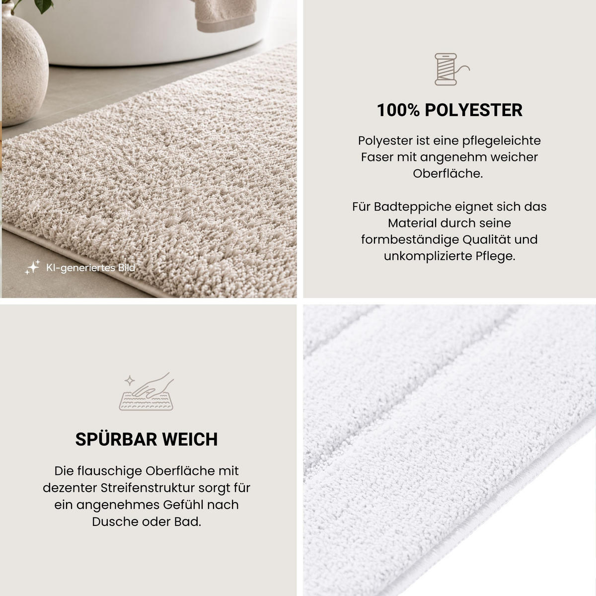 BADTEPPICH Milano - 100% Polyester - 60x100 cm - Weiß - Weiß, Textil (60/100cm) - SCHIESSER