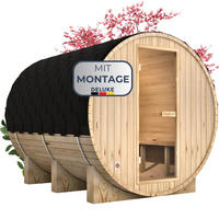 FASSSAUNA Outdoor mit Elektroofen PIET für 6 Personen Externe Montage - Braun, Holz (180/190/240cm) - DELUKE