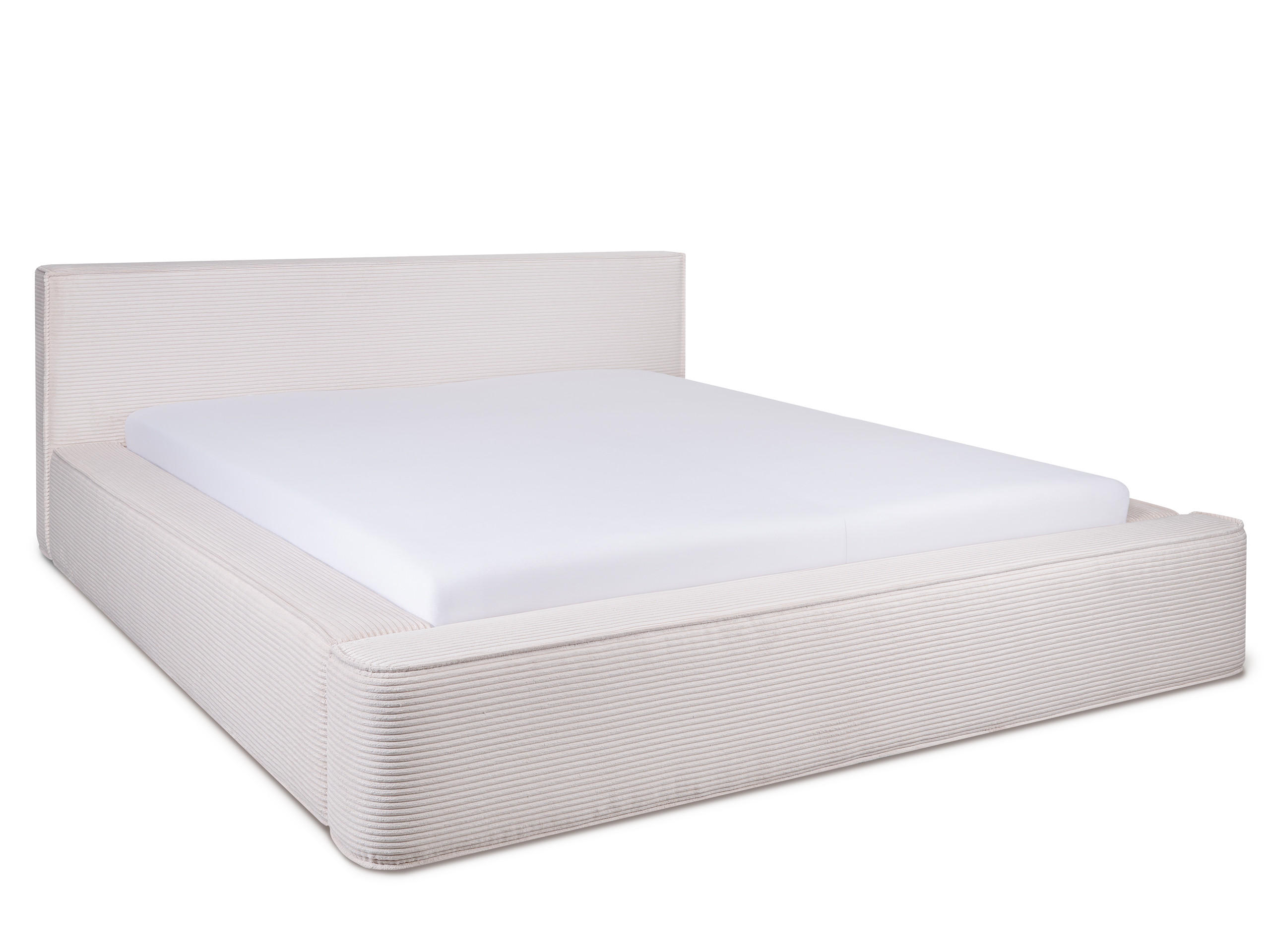 POLSTERBETT Fyn Hellbeige 180/200 cm Cordstoff mit Bettkasten - Beige, Textil/Metall (180/200cm) - wonello