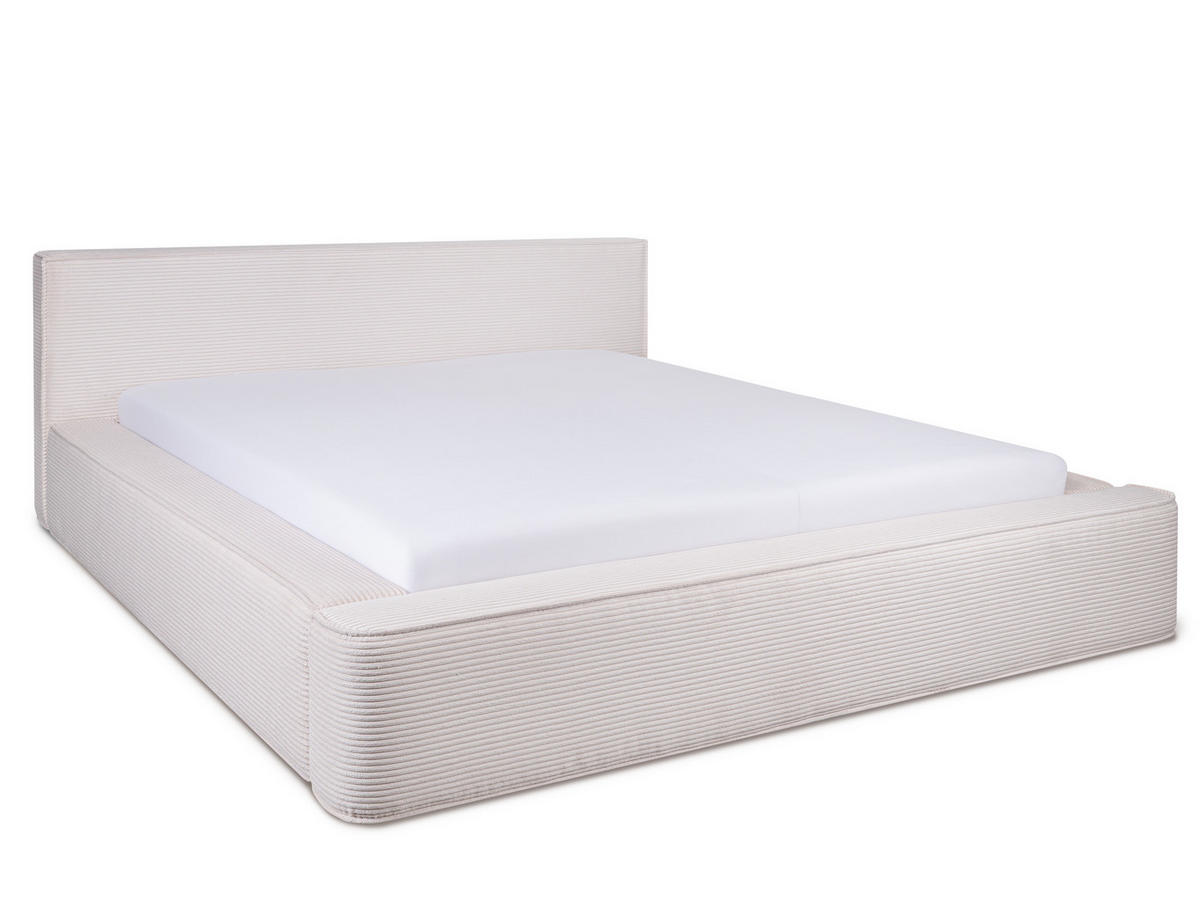 POLSTERBETT Fyn Hellbeige 180/200 cm Cordstoff mit Bettkasten - Beige, Textil/Metall (180/200cm) - wonello