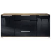 SIDEBOARD Linio Schwarz Hochglanz - Schwarz Hochglanz, Holzwerkstoff (166.5/75.5/35cm) - Vladon