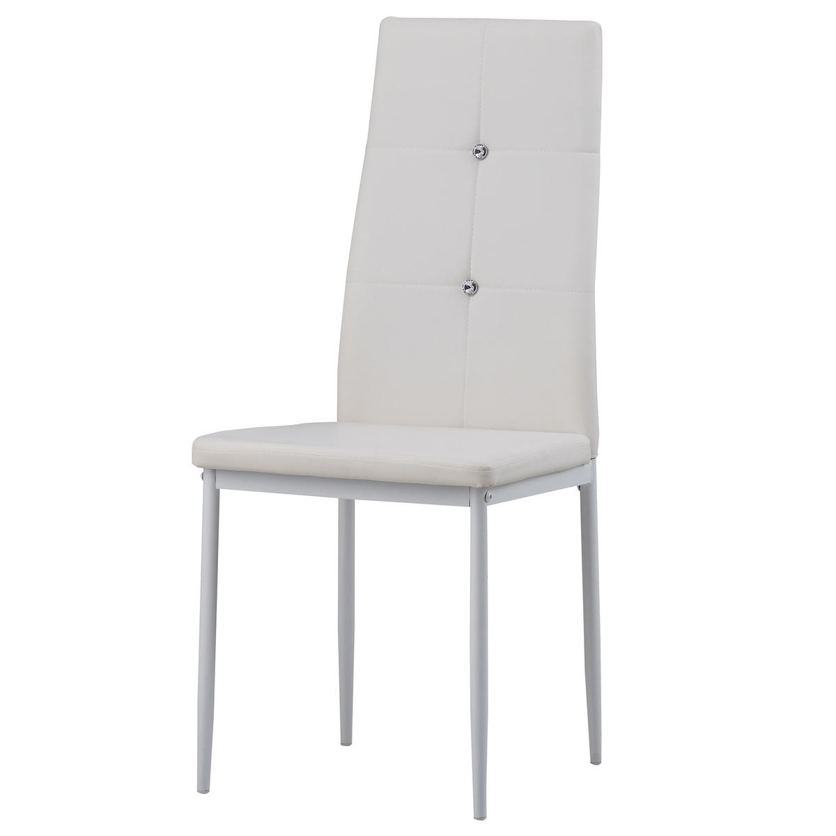 STUHL DIAMOND Lederimitat Metallbeine 4er Set Weiss - Weiß, Kunststoff/Metall (42/98/40cm) - Albatros