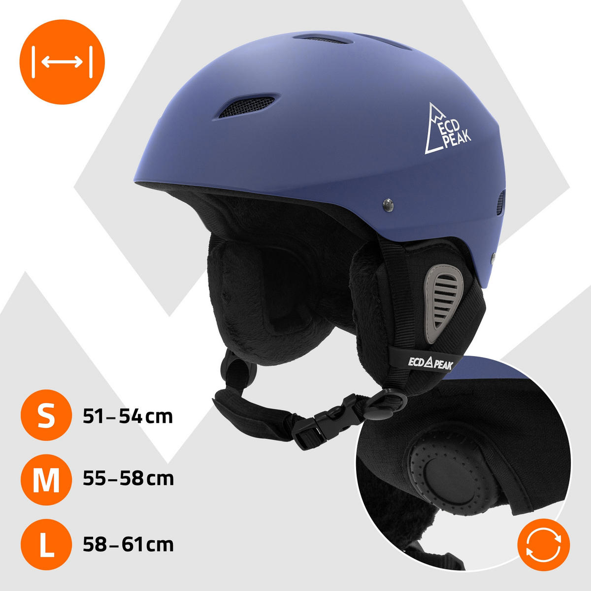 LYŽAŘSKÁ PŘILBA pro muže a ženy, robustní snowboardová přilba, modrá, velikost M, 55–58 cm - modrá, plast (29/23cm) - ECD-Germany