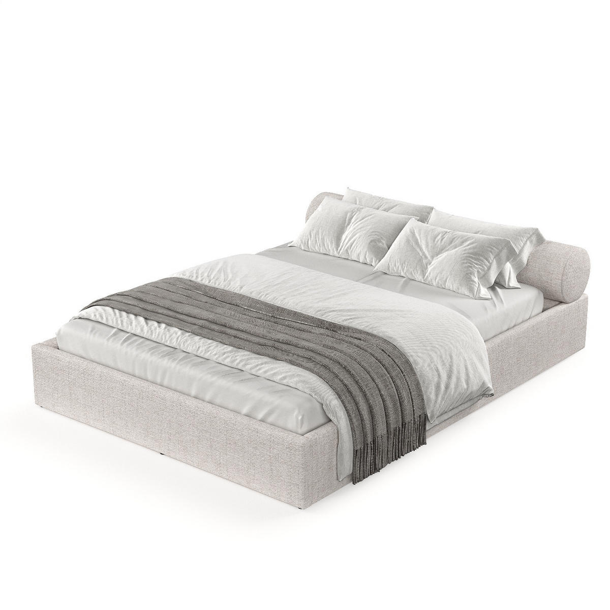 POLSTERBETT Solvo mit Stauraum 140/200 cm Hellbeige im Neve Stoff - Beige/Schwarz, Holz/Holzwerkstoff (140/200cm) - AltaBeds