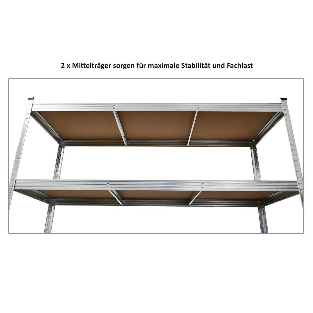 SCHWERLASTREGAL Taurus XL 2er-Set 180x160x60 cm Fachlast 250 kg Verzinkt - Silberfarben, Metall (320/180/60cm) - PROREGAL