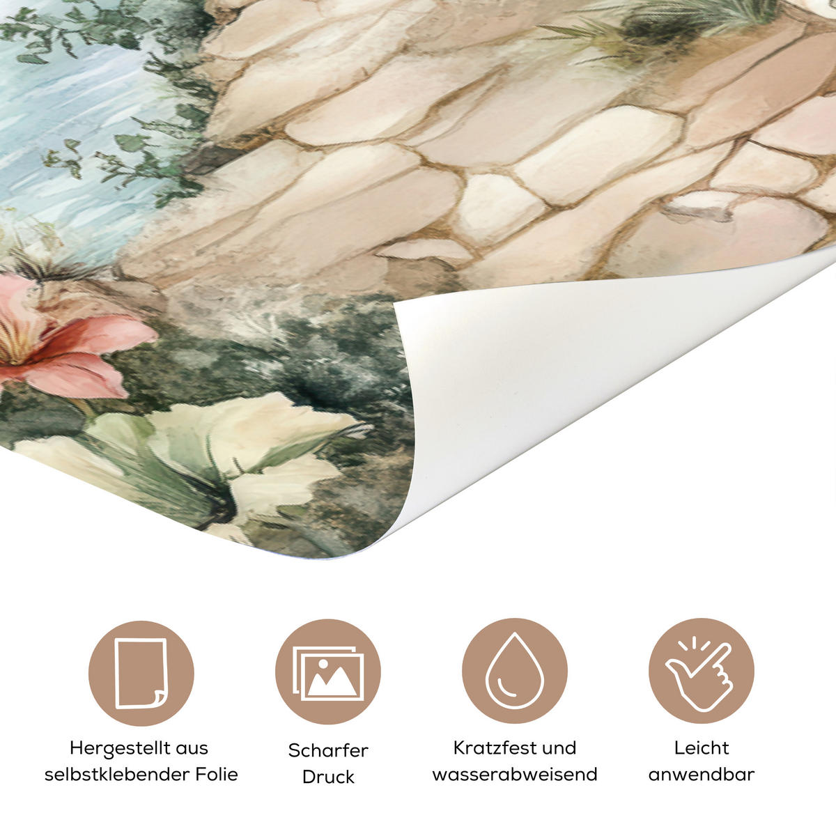 FOTOTAPETE Tür - Leuchtturm - Natur - Landschaft - Boot 95x235 cm - Eichefarben, Kunststoff (95/0.1cm) - MuchoWow