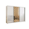 KLEIDERSCHRANK Karo 250 Weiß, dreitüriger Schiebeschrank mit Spiegel - Weiß, Holzwerkstoff (250/216/62cm) - Bettso