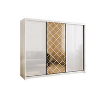 KLEIDERSCHRANK Karo 250 Weiß, dreitüriger Schiebeschrank mit Spiegel - Weiß, Holzwerkstoff (250/216/62cm) - Bettso