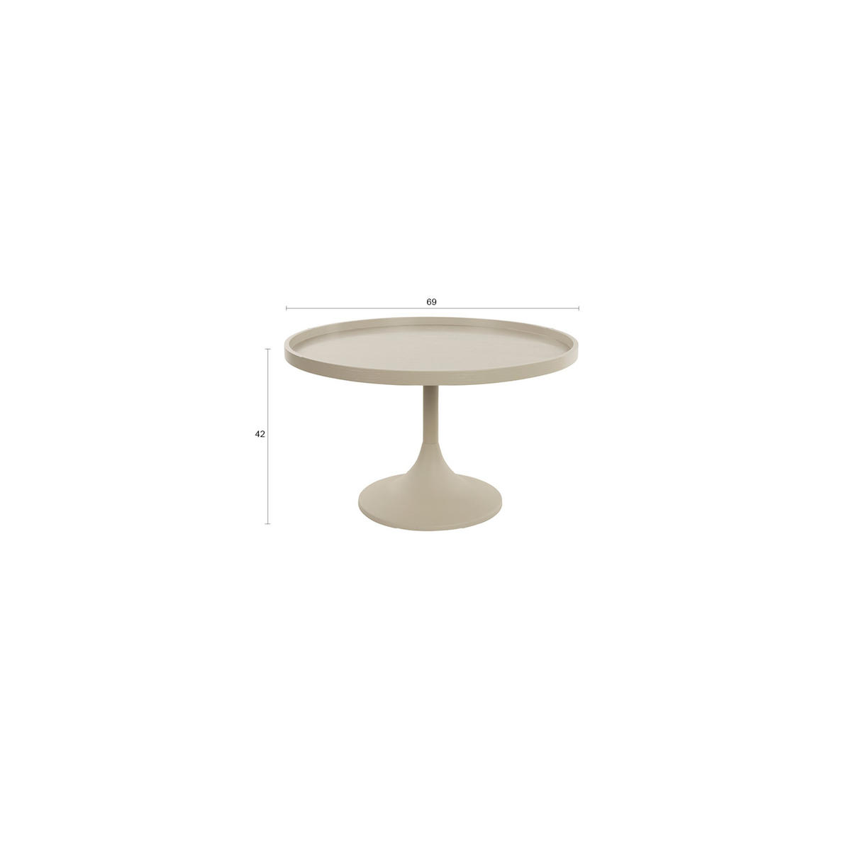 COUCHTISCH Jason Rund 69 cm Beige - Beige, Metall (69/69/42cm) - Zuiver