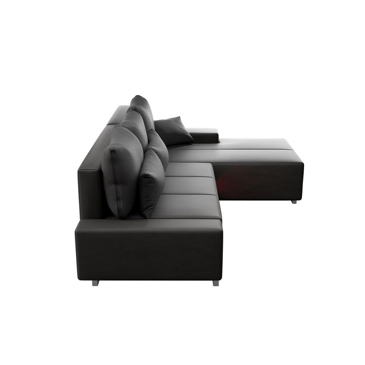 SOFA Davos mit Ottomane rechts dunkelgrau inkl LED - Dunkelgrau, Textil (260/180cm) - Juskys