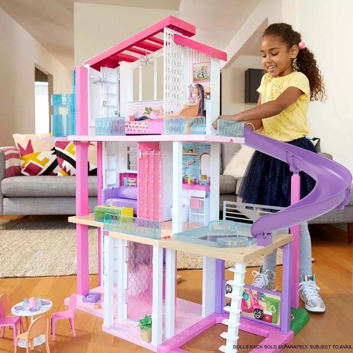 PUPPENHAUS Dreamhouse Barbie Villa 3 Etagen Spielset, Puppenvilla, Spielhaus, Kinder Spielzeug, Barbie Haus, Zubehör Set, Rollenspiel, Kinderzimmer - Pink, Kunststoff (120/90/21.6cm) - Barbie