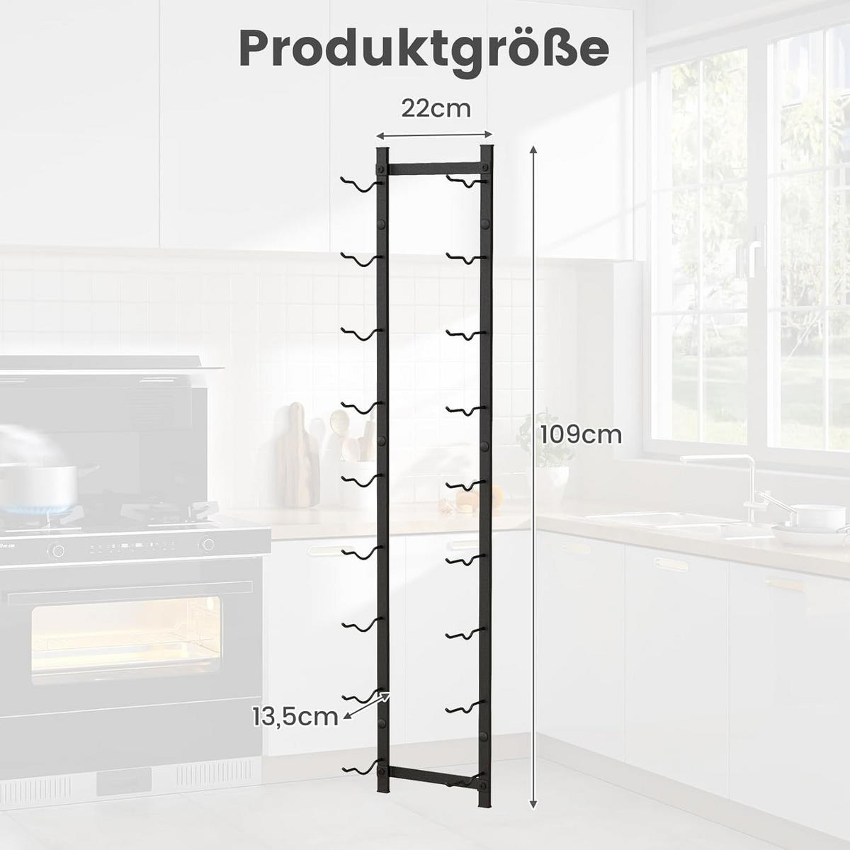 WEINREGAL Schwarz - Schwarz, Metall (22/109/14cm) - COSTWAY