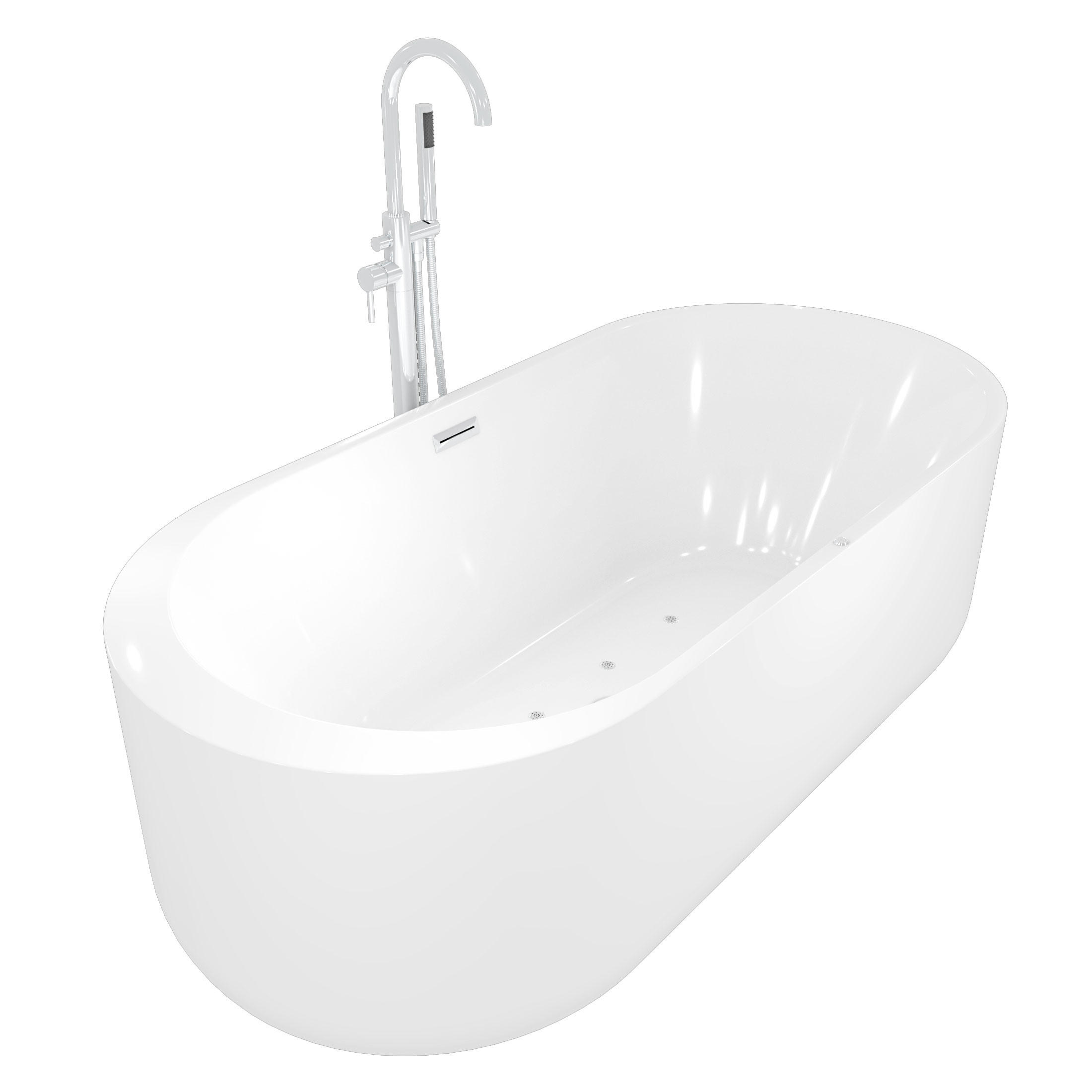 WHIRLPOOL freistehende Badewanne F16 mit AF02 170x80 cm Luftmassage - Weiß, Glas/Kunststoff (80/58/170cm) - AcquaVapore by Sandra Jentho