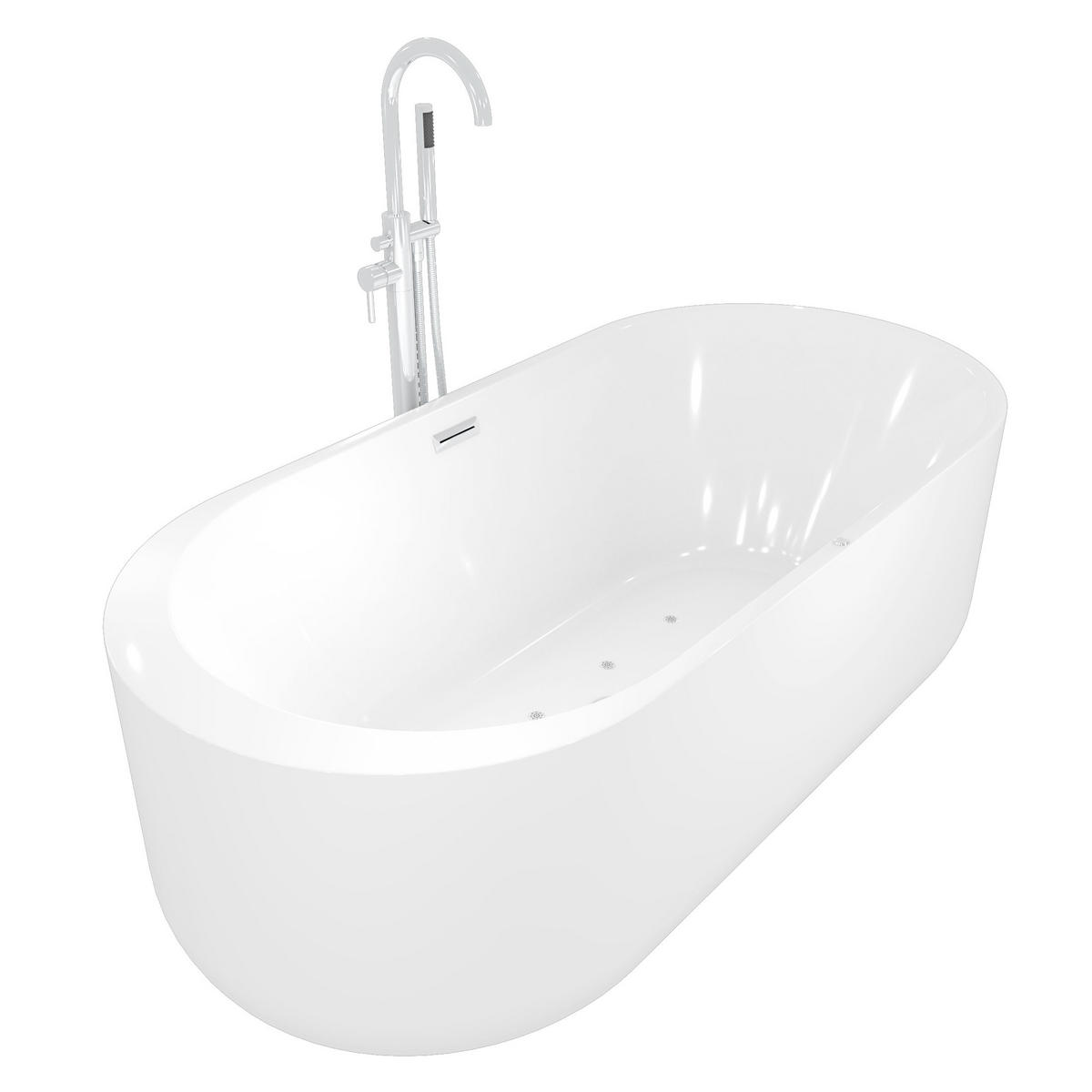 WHIRLPOOL freistehende Badewanne F16 mit AF02 170x80 cm Luftmassage - Weiß, Glas/Kunststoff (80/58/170cm) - AcquaVapore by Sandra Jentho