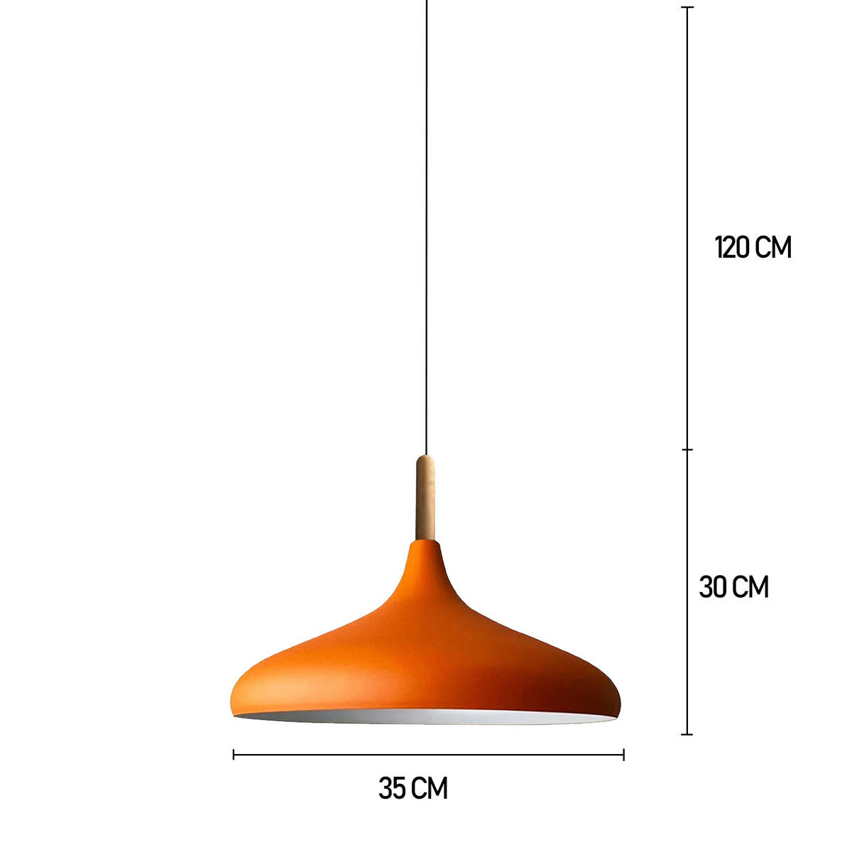 PENDELLEUCHTE Champion aus Holz 35/30 cm - Orange, Metall (30/35/30cm) - Bamyum
