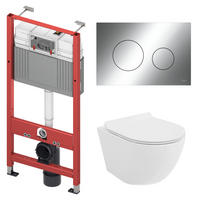 WAND-WC-SET Rolo Weiß, 4-teilig, Betätigungsplatte Chrom, runde Tasten, 48,5/50/112 cm - Chromfarben, Keramik (50/112/48.5cm) - bad land