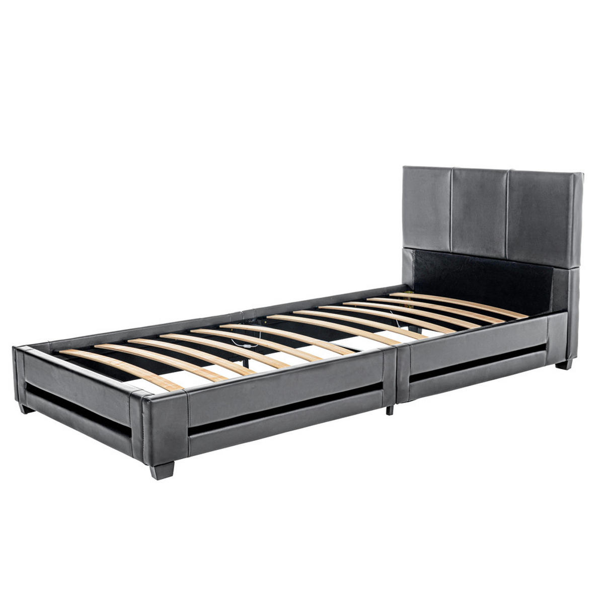 LED BETT ASTEROID - Dunkelgrau, 90 x 200 cm - Dunkelgrau, Kunststoff - Home Deluxe