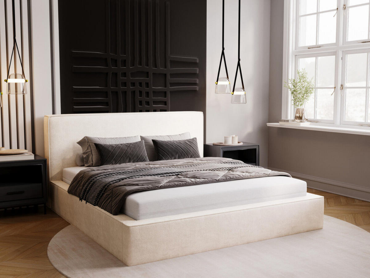 POLSTERBETT Monaco 200x200 Cremige - Creme, Textil (200/200cm) - Graingold