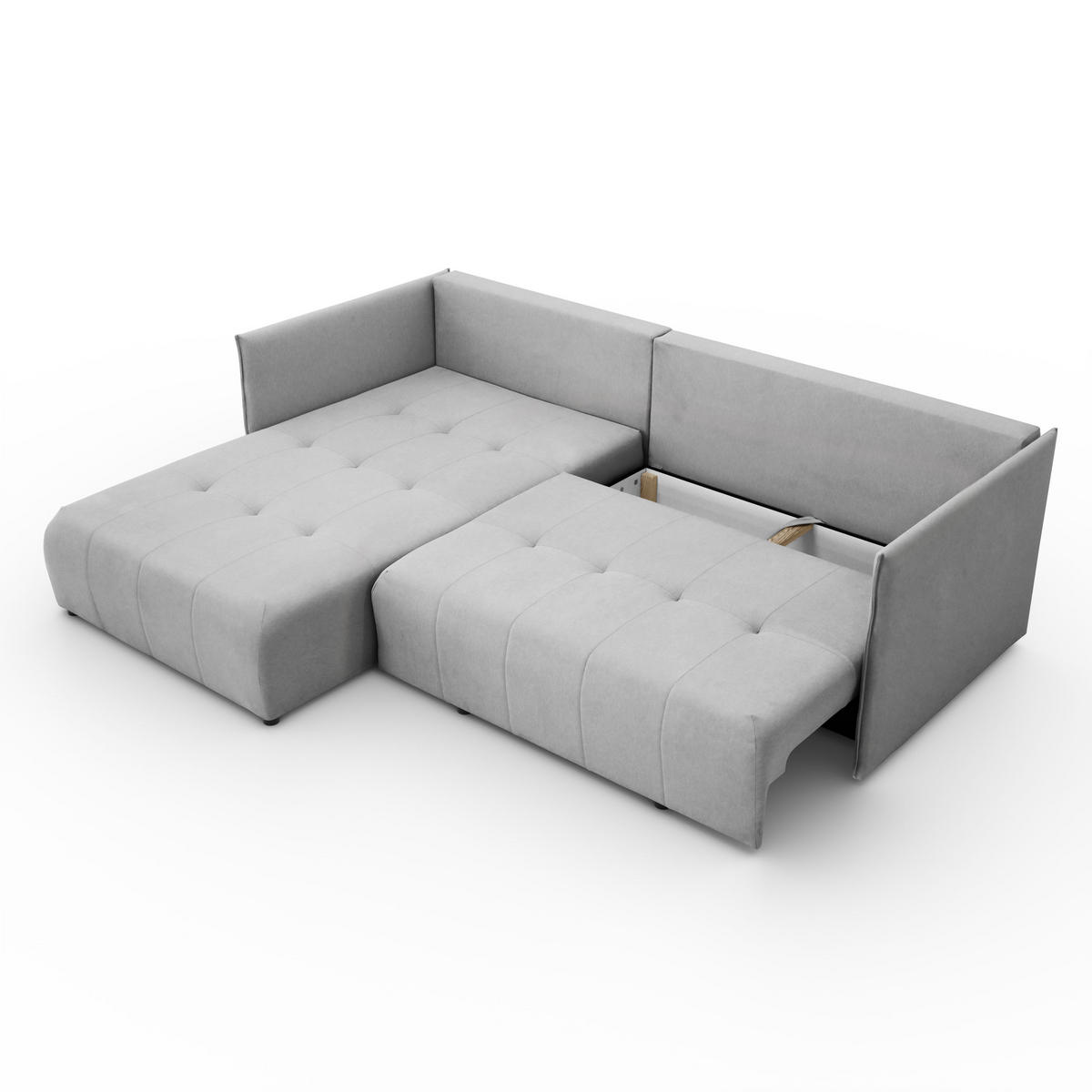 ECKSOFA L-Form Hannover stoff Castel Hellgrau Links - Hellgrau, Holz (188/246cm) - Kaiser Möbel