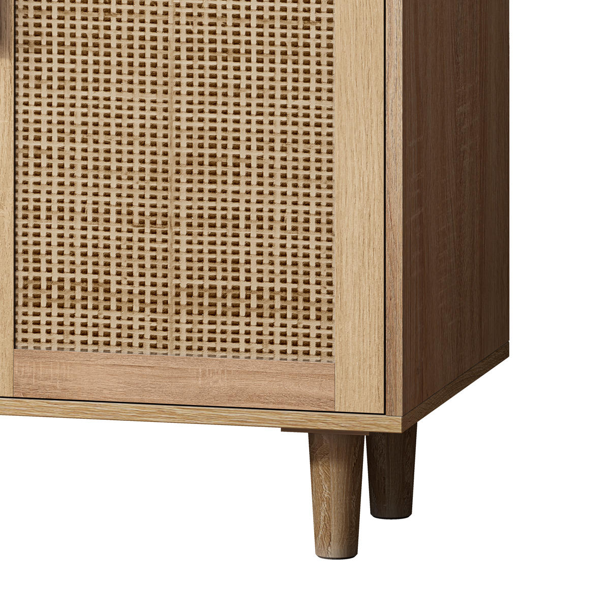 SIDEBOARD in Naturfarben Aufbewahrungsschrank mit 4 Türen und Stauraum, für Schlafzimmer und Wohnzimmer, B158/T40/H88cm - Naturfarben, Holzwerkstoff (158/88/40cm) - STILVORA