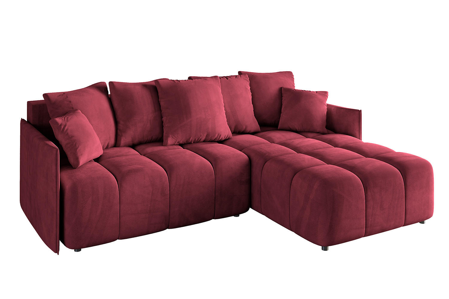 ECKSOFA mit Schlaffunktion und Bettkasten LONLI-L 242x175x88 Bordeaux Velours - Bordeaux, Holzwerkstoff/Kunststoff (242/175cm) - ALTDECOR