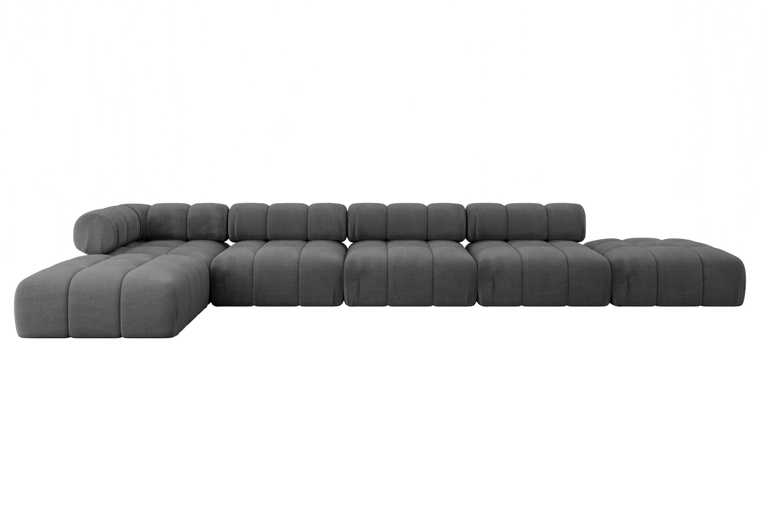 ECKSOFA modulares Sofa Kerru-L3 - 475x190x70 cm Dunkelgrau Velours - Dunkelgrau, Holzwerkstoff/Textil (475/190cm) - ALTDECOR