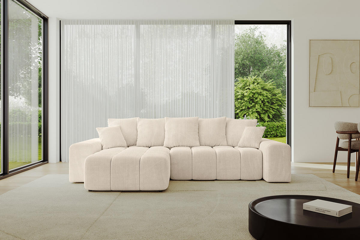 ECKSOFA Ottomane links/rechts ENIL-L 290x175x84 Beige Cord - Beige, Holzwerkstoff/Kunststoff (290/175cm) - ALTDECOR