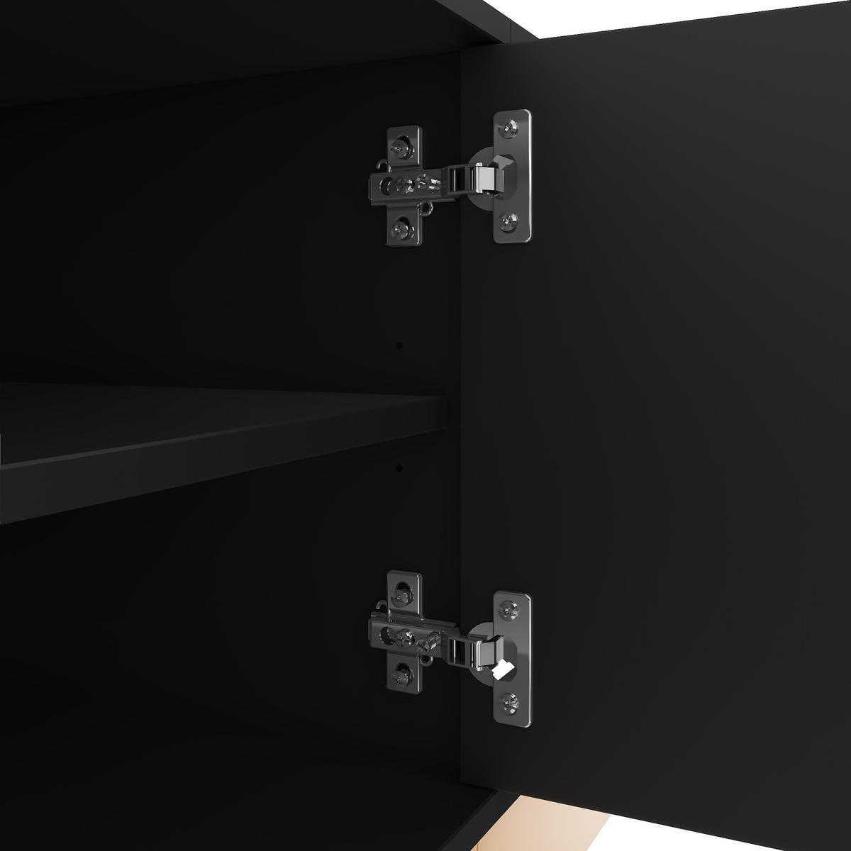 TV-SCHRANK 200cm geriffelt 4 Türen Stauraum modern MDF - Schwarz, Holzwerkstoff (40/47.5/200cm) - FLIEKS