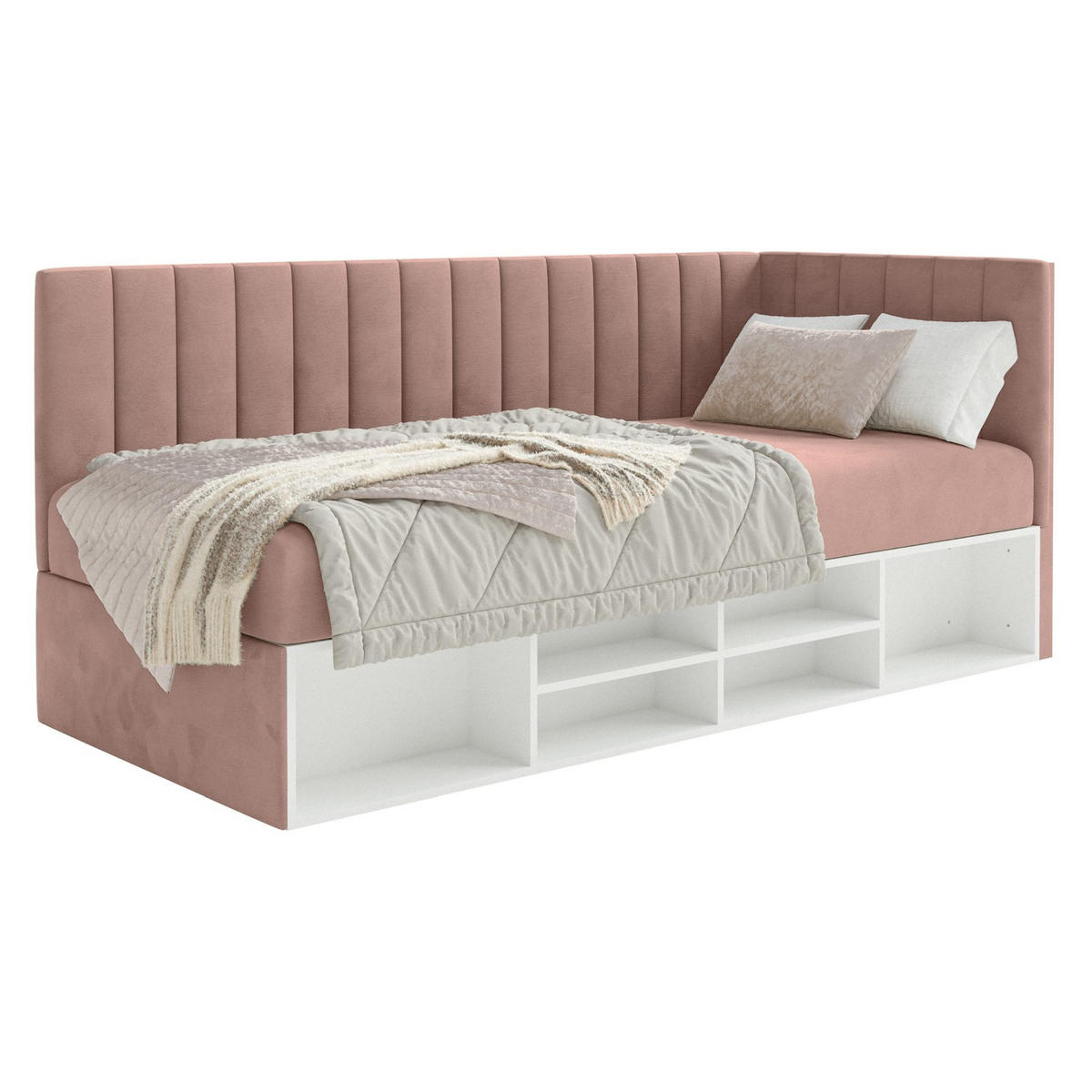 JUGENDBETT Ventrio Hellrosa Easy-Clean-Samtbezug 90x200 cm - Hellrosa, Kunststoff/Textil (90/200cm) - Selsey