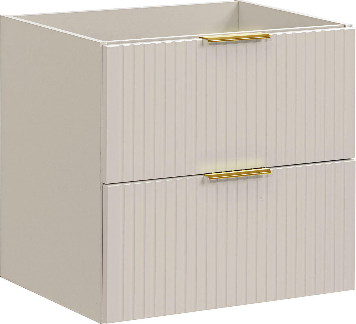 WASCHBECKENUNTERSCHRANK Niva hängend mit Rillenfronten in Matt Kaschmir, 60/57/46 cm - Kaschmir/Beige, Holzwerkstoff/Kunststoff (60/57/46cm) - WFL GROUP