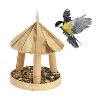VOGELFUTTERHAUS - Hellbraun, Holz (18/21/18cm) - Relaxdays