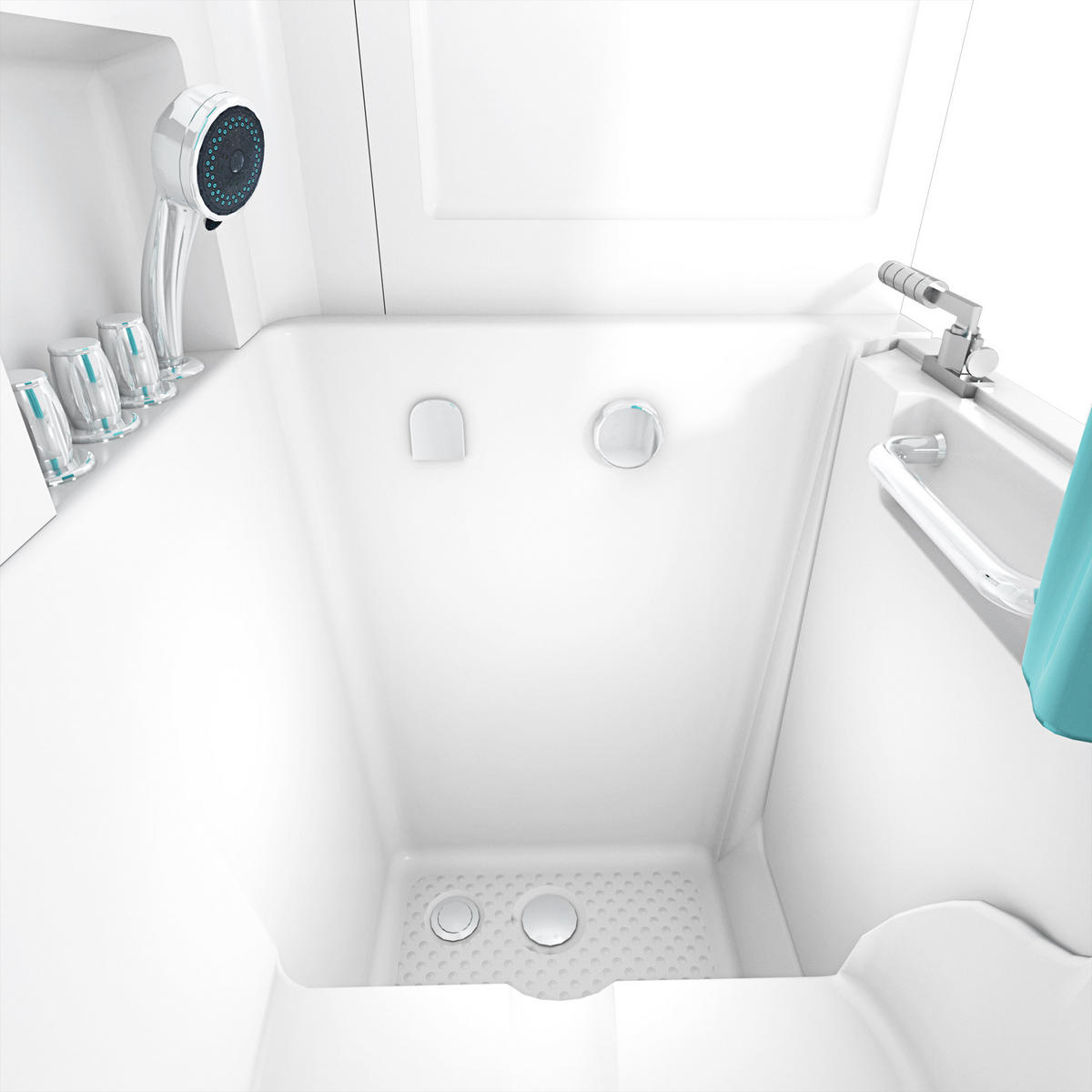 SENIORENDUSCHE Sitzwanne mit Tür S02D-TH-A-L 78x100x205cm - Weiß, Glas/Kunststoff (78/100/205cm) - AcquaVapore by Sandra Jentho