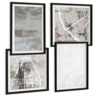 BILDER SET 4er Set - 50x50 cm & 40x60 cm Schwarzer Rahmen - Abstrakte moderne Formen - Schwarz, Kunststoff (50/50cm) - TULUP