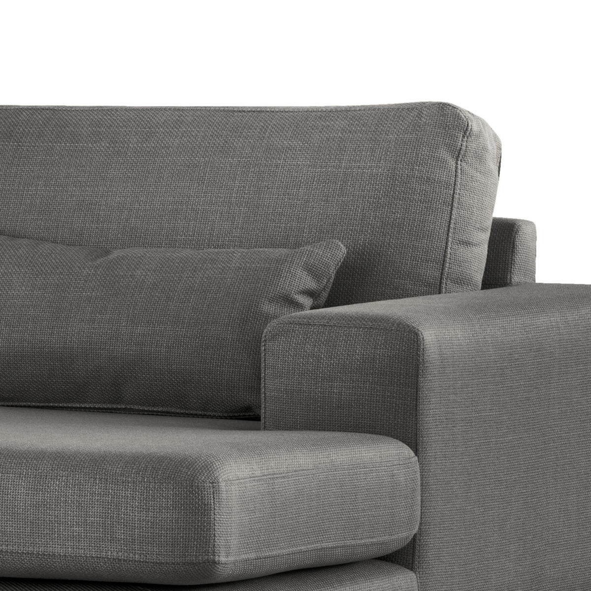 WOHNLANDSCHAFT mit Longchair - Eichefarben/Dunkelgrau, Eichenholz/Textil (371/81/219cm) - home24