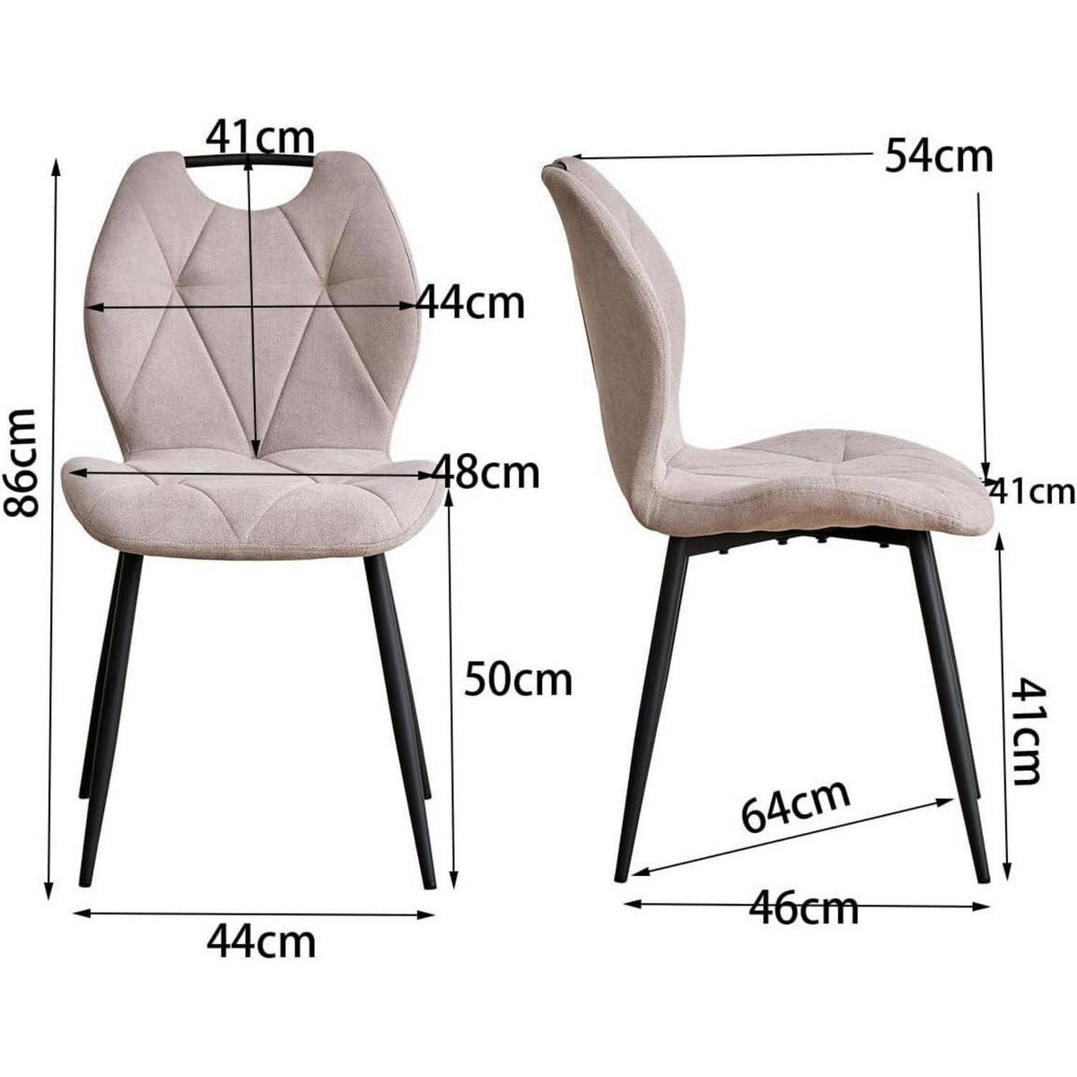 ESSZIMMERSTUHL 2er-Set Stoff Beige mit Griffen - Beige, Textil (44/86/48cm)