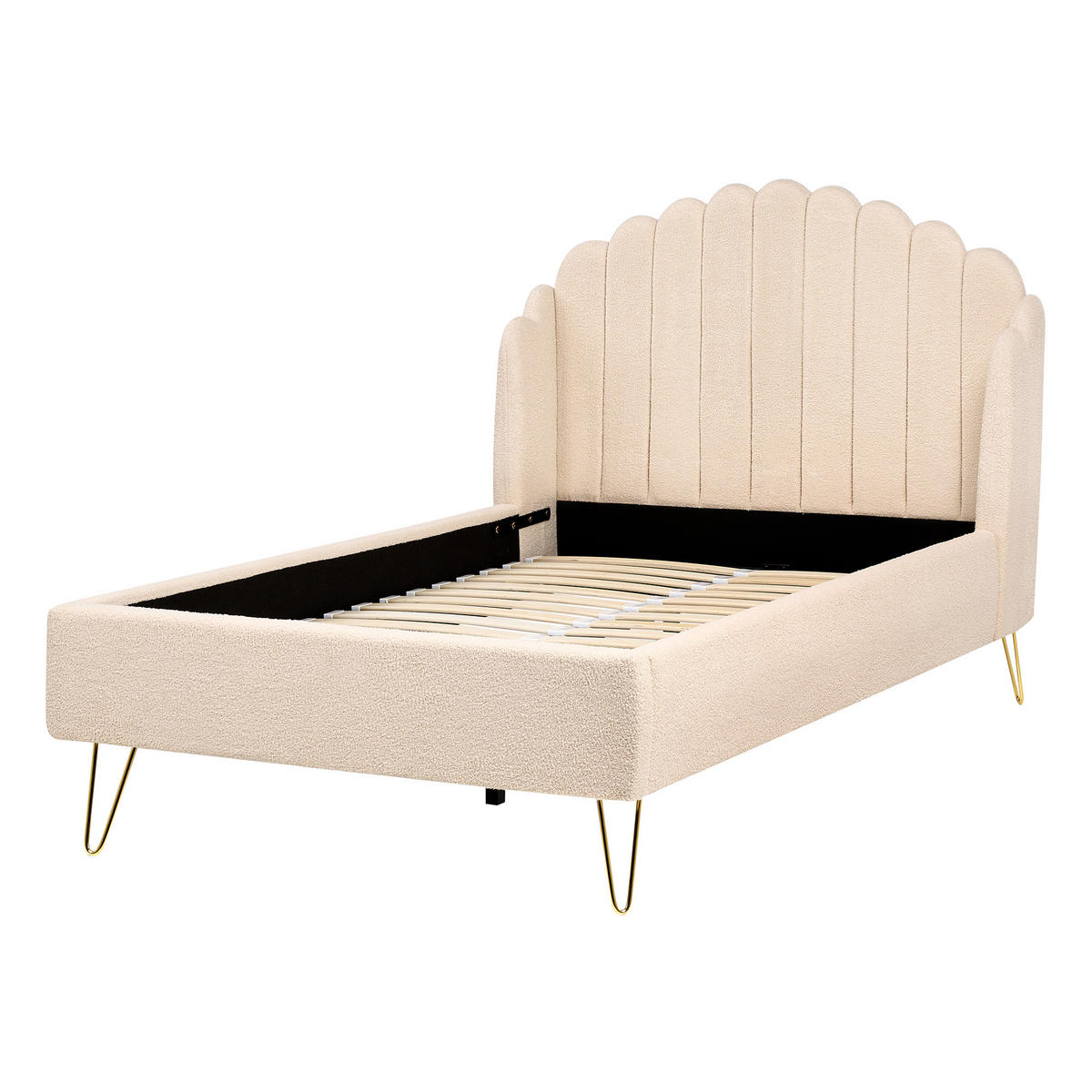 BETT mit Lattenrost 120/200 cm Beige Ambillou - Beige/Goldfarben, Textil (120/200cm) - Beliani