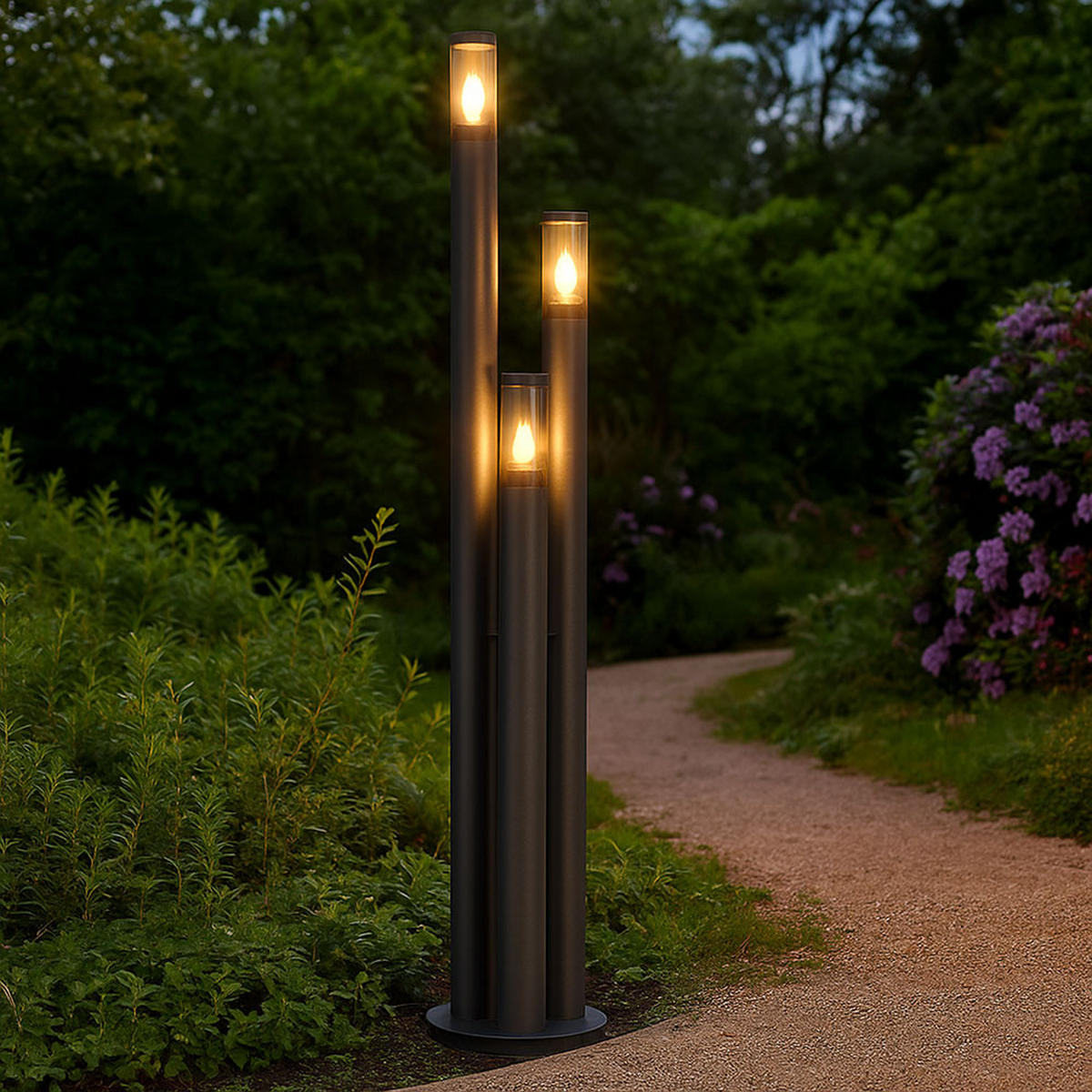 LED STEHLEUCHTE Edelstahl Anthrazit Rauchglas - Anthrazit, Metall (28/28/170cm) - Globo Lighting